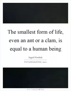 The smallest form of life, even an ant or a clam, is equal to a human being Picture Quote #1