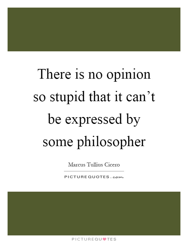 There is no opinion so stupid that it can't be expressed by some philosopher Picture Quote #1