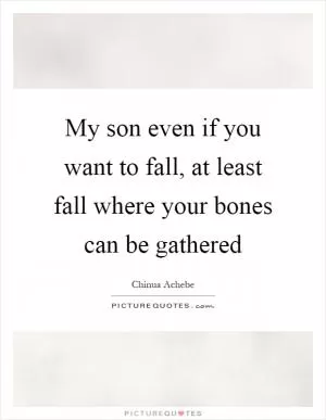 My son even if you want to fall, at least fall where your bones can be gathered Picture Quote #1