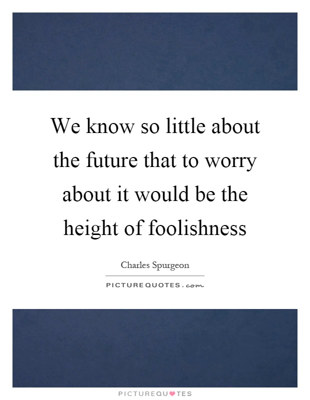 We know so little about the future that to worry about it would be the height of foolishness Picture Quote #1