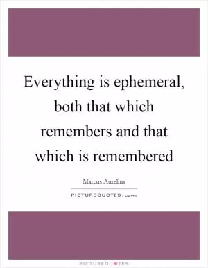Everything is ephemeral, both that which remembers and that which is remembered Picture Quote #1