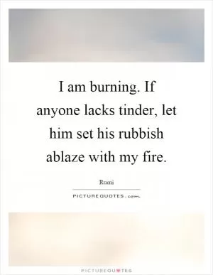 I am burning. If anyone lacks tinder, let him set his rubbish ablaze with my fire Picture Quote #1