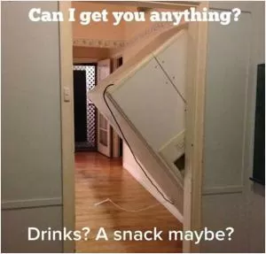 Can  I get you anything? Drinks? A snack maybe? Picture Quote #1