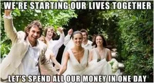 We're starting our lives together. Let's spend all our money in one day Picture Quote #1