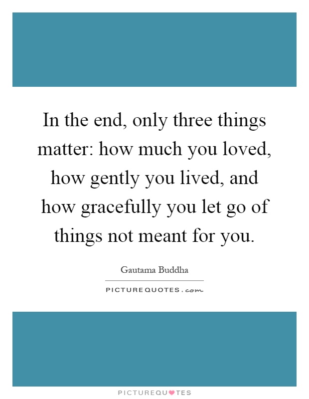 In the end, only three things matter: how much you loved, how gently you lived, and how gracefully you let go of things not meant for you Picture Quote #1