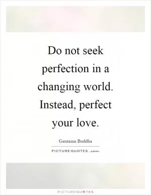 Do not seek perfection in a changing world. Instead, perfect your love Picture Quote #1