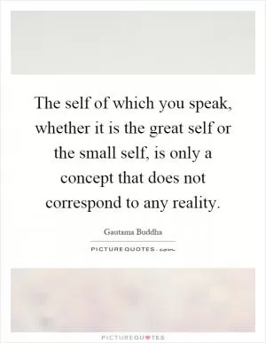 The self of which you speak, whether it is the great self or the small self, is only a concept that does not correspond to any reality Picture Quote #1