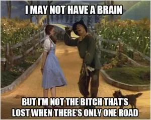 I may not have a brain, but I’m not the bitch that’s lost when there’s only one road Picture Quote #1