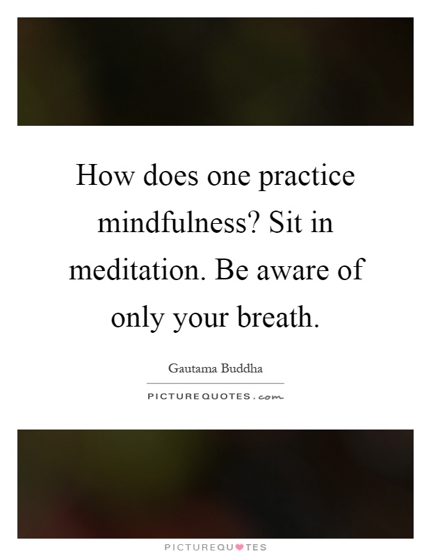 How does one practice mindfulness? Sit in meditation. Be aware of only your breath Picture Quote #1