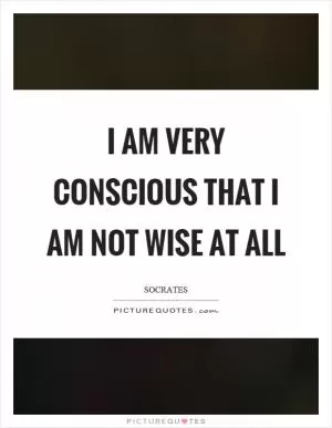 I am very conscious that I am not wise at all Picture Quote #1