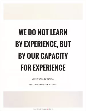 We do not learn by experience, but by our capacity for experience Picture Quote #1