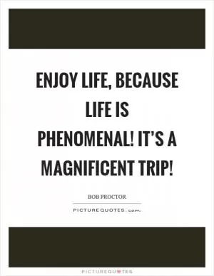 Enjoy life, because life is phenomenal! It’s a magnificent trip! Picture Quote #1
