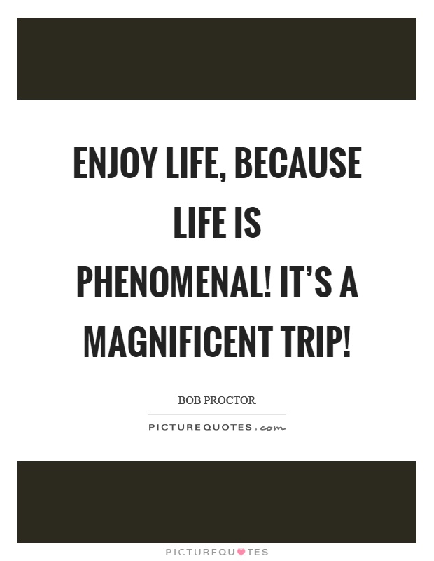 Enjoy life, because life is phenomenal! It's a magnificent trip! Picture Quote #1