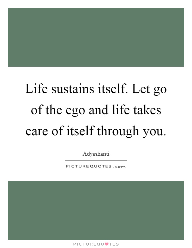 Life sustains itself. Let go of the ego and life takes care of itself through you Picture Quote #1