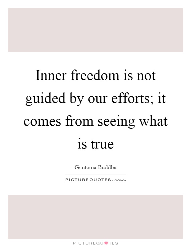 Inner freedom is not guided by our efforts; it comes from seeing what is true Picture Quote #1