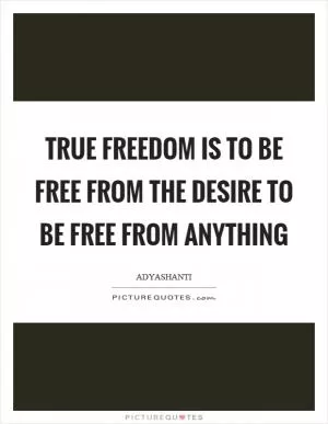 True freedom is to be free from the desire to be free from anything Picture Quote #1