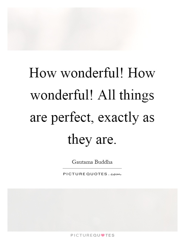 How wonderful! How wonderful! All things are perfect, exactly as they are Picture Quote #1