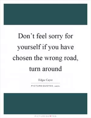 Don’t feel sorry for yourself if you have chosen the wrong road, turn around Picture Quote #1