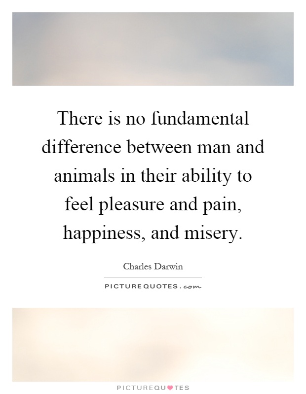 There is no fundamental difference between man and animals in their ability to feel pleasure and pain, happiness, and misery Picture Quote #1
