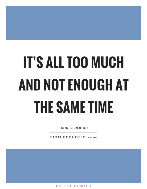 It's all too much and not enough at the same time Picture Quote #1