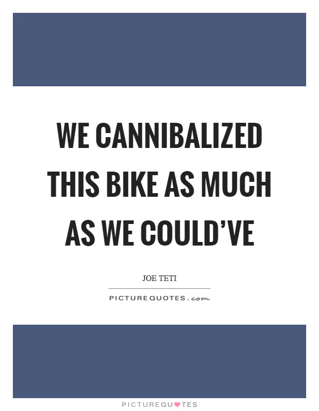 We cannibalized this bike as much as we could've Picture Quote #1