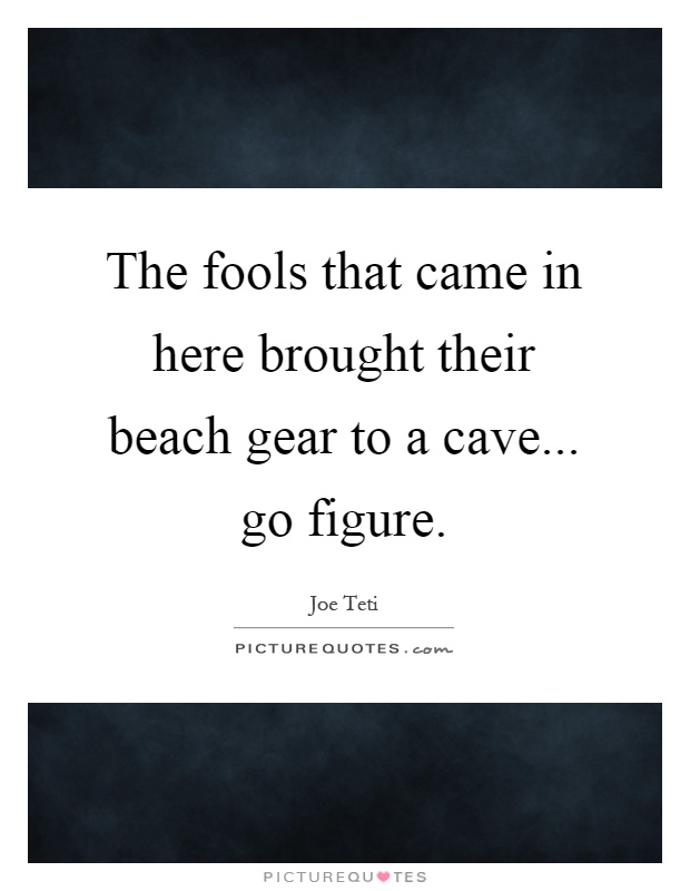 The fools that came in here brought their beach gear to a cave... go figure Picture Quote #1