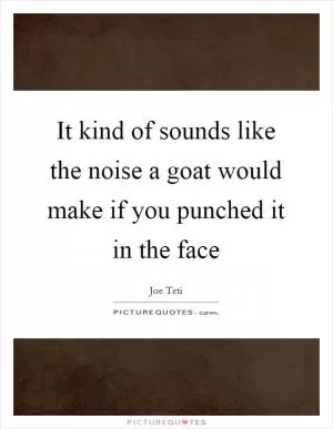 It kind of sounds like the noise a goat would make if you punched it in the face Picture Quote #1
