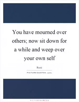 You have mourned over others; now sit down for a while and weep over your own self Picture Quote #1