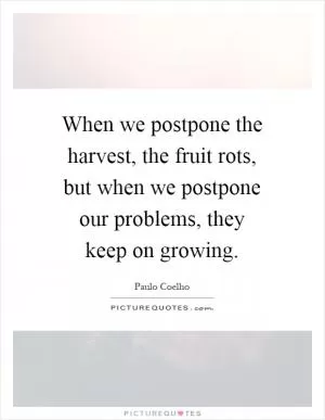 When we postpone the harvest, the fruit rots, but when we postpone our problems, they keep on growing Picture Quote #1