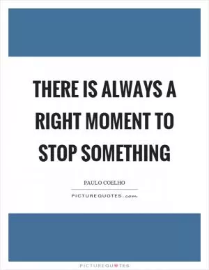 There is always a right moment to stop something Picture Quote #1