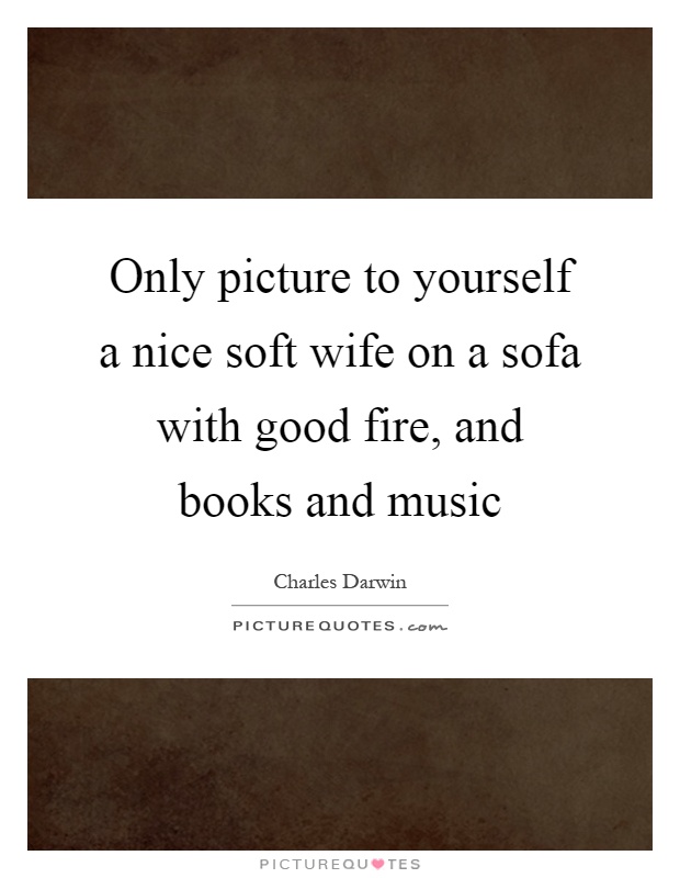 Only picture to yourself a nice soft wife on a sofa with good fire, and books and music Picture Quote #1