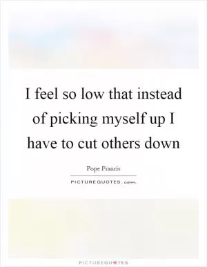 I feel so low that instead of picking myself up I have to cut others down Picture Quote #1