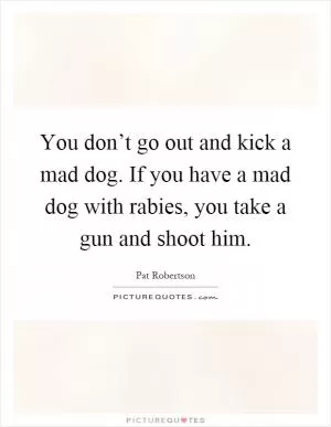 You don’t go out and kick a mad dog. If you have a mad dog with rabies, you take a gun and shoot him Picture Quote #1