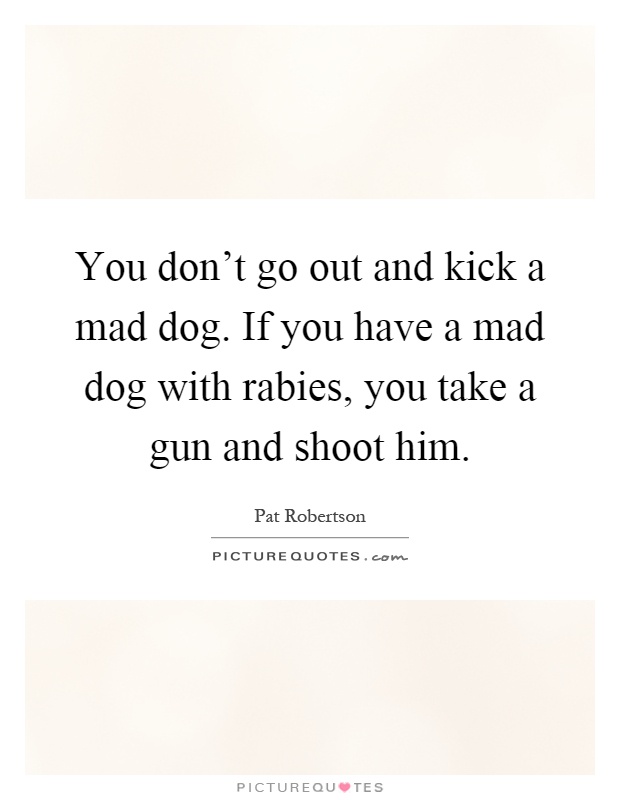 You don't go out and kick a mad dog. If you have a mad dog with rabies, you take a gun and shoot him Picture Quote #1