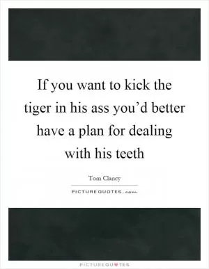 If you want to kick the tiger in his ass you’d better have a plan for dealing with his teeth Picture Quote #1