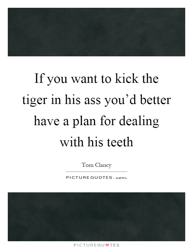 If you want to kick the tiger in his ass you'd better have a plan for dealing with his teeth Picture Quote #1