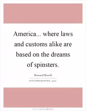 America... where laws and customs alike are based on the dreams of spinsters Picture Quote #1
