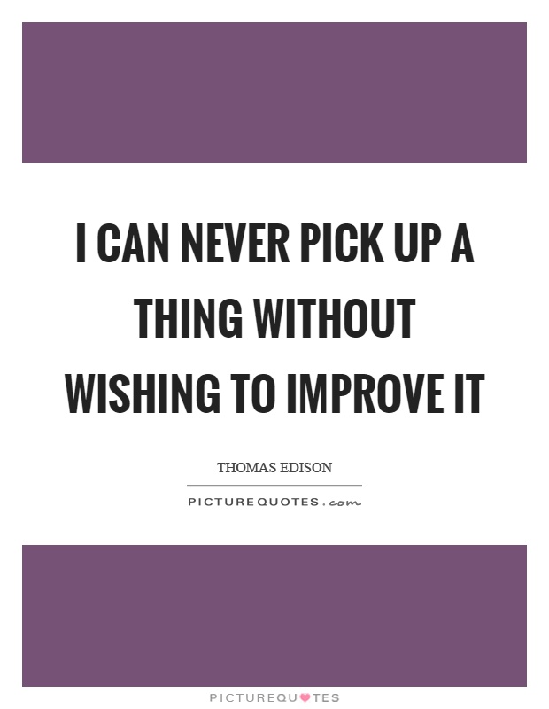 I can never pick up a thing without wishing to improve it Picture Quote #1