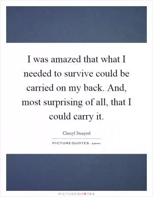 I was amazed that what I needed to survive could be carried on my back. And, most surprising of all, that I could carry it Picture Quote #1