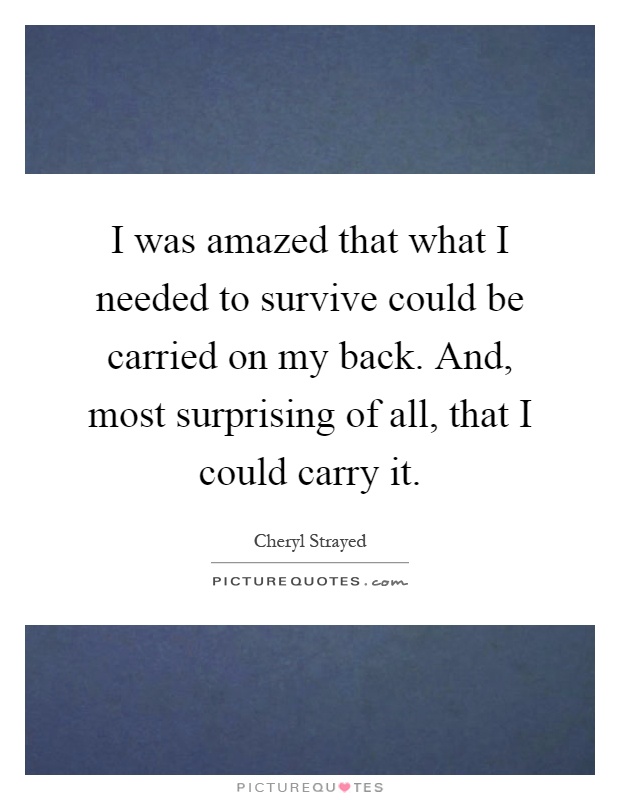 I was amazed that what I needed to survive could be carried on my back. And, most surprising of all, that I could carry it Picture Quote #1