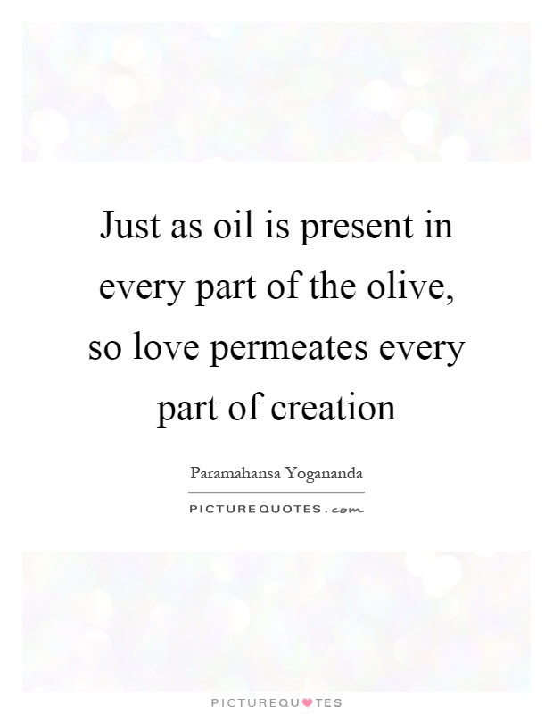 Just as oil is present in every part of the olive, so love permeates every part of creation Picture Quote #1