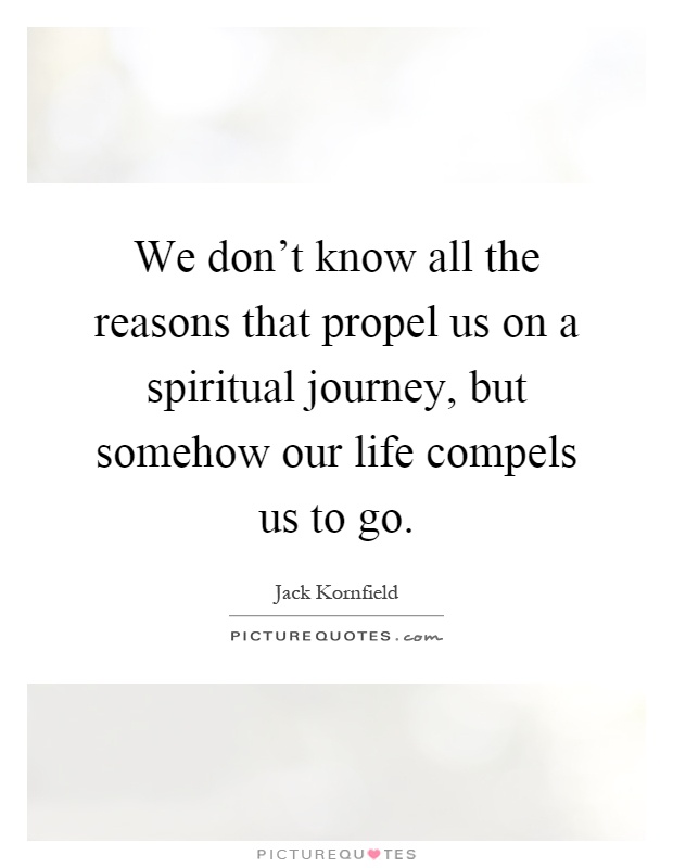 We don't know all the reasons that propel us on a spiritual journey, but somehow our life compels us to go Picture Quote #1