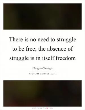 There is no need to struggle to be free; the absence of struggle is in itself freedom Picture Quote #1
