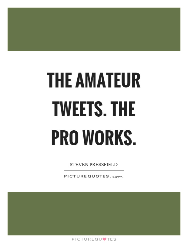 The amateur tweets. The pro works Picture Quote #1