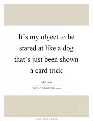 It’s my object to be stared at like a dog that’s just been shown a card trick Picture Quote #1