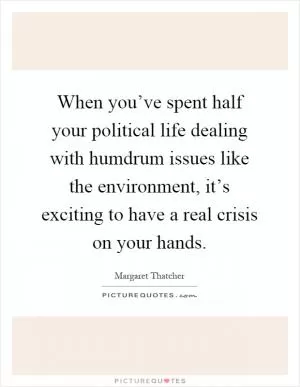 When you’ve spent half your political life dealing with humdrum issues like the environment, it’s exciting to have a real crisis on your hands Picture Quote #1