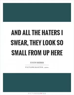And all the haters I swear, they look so small from up here Picture Quote #1