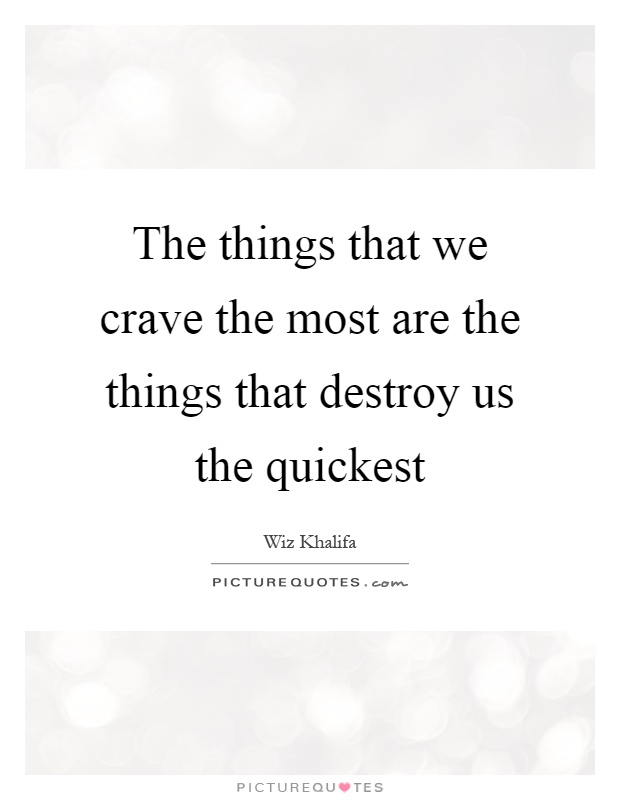 The things that we crave the most are the things that destroy us the quickest Picture Quote #1