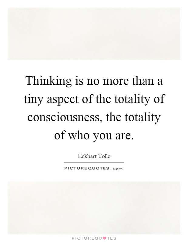 Thinking is no more than a tiny aspect of the totality of consciousness, the totality of who you are Picture Quote #1