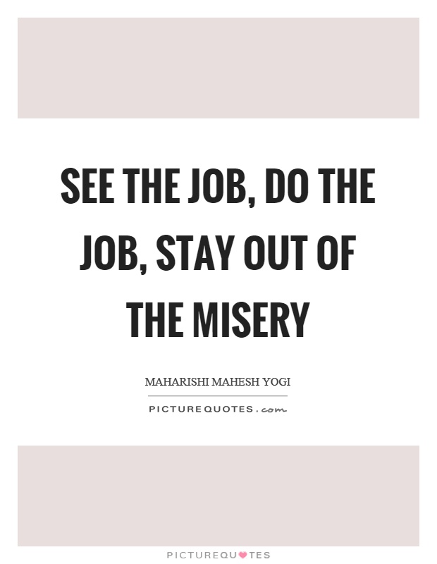 See the job, do the job, stay out of the misery Picture Quote #1